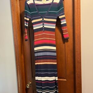 Maeve by Anthrpologie Striped Long Sleeve Dress in Rich Hues